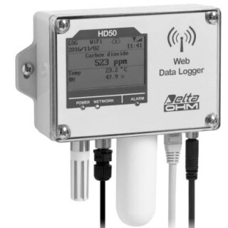 Delta Ohm HD50G1NBI2TCV Feuchte, CO2 und Beleuchtungsstärke Datenlogger mit integriertem Sensor, externer Lichtsonde und Webserver